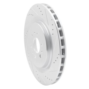 Cadillac STS Brake Rotor (1) - Rear Right - R1 Concepts - Drilled & Slotted - Silver - `04-`11